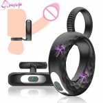 Male Masturbator Vibrating Dual Penis -Cock Ring for Men Vibrator Massager Delayed ejaculation Sex toys for Couple adult Women