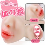 Adult Sex Toys for Men Artificial Vagina Anal Mouth 3 Channels Pocket Pussy 3 in 1 Male Masturbator Real Deep Throat Oral Cup T