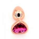 Rainbow Rose gold Small Medium Size Set Heart Shape Crystal Metal Anal Beads Butt Plug Jewelry Ass Sex Toy For Female Male