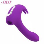 OLO Silicone Rabbit Dildo Sucking Vibrator Sex Toys for Women  Nipple Clitoris Stimulator Vibrating Wand Female Masturbation