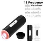 18 Frequency Vibrating Masturbation Cup for Men Double Ended Pocket Sexy Toys Pussy Vagina Masturbator Sex Tools for Men