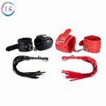 2Pcs BDSM Bondage Set Plush Ankle Cuffs With Whip Rope Erotic Accessories Handcuffs Restraints Adult Sex Toys For Woman Couples