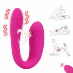 Double Vibration Masturbator Sucking Clitoris Wireless Remote Control Sex Toys Vaginal Stimulator U Shaped Silicone Dildo for Wo