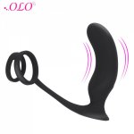 OLO 9 Frequency G Spot Stimulator Anal Plug Vibrator Delay Ejaculation Double Rings Prostate Massage Sex Toy For Men Butt Plug