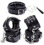 Leather Padded Handcuffs/ Ankle Cuffs / Sex Collar Bondage Restraints,BDSM Set,Sex Toys For Couple