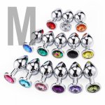 Metal Anal Plug M Size With Crystal Jewelry Smooth Touch Butt Plug No Vibrator Anal Bead Anus Dilator Anal Toys for Men/Women