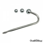 Ourbondage Stainless Steel Anal Hook Metal 2 Type Butt Plug with 3 size Ball Anal Dilator Set For Men and Women BDSM Sex Toys
