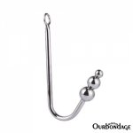 Ourbondage Stainless Steel Anal Hook Metal Butt Plug with Triple Ball Anal Dilator For Men and Women BDSM Sex Toys