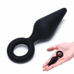 1pcs Black Silicone Back Court Anal Plug Back Court Pull Beads Sex Toys Anal Plug Adult Products