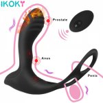 Heating Prostata Massager Anal Vibrator G-spot Stimulator 10 Frequency Wireless Remote Control Vibrating Ring Sex Toy For Men