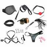 Sex slavery combo set, sexual abuse kit, handcuffs sex games, whip gag, nipple clip, couple sex toys, adult games