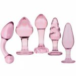 Pink Cute Glass Anal Plug Exquisite Sexy Toys Anus Dilator Butt-Plug Sex Toys For Woman Glass Anal Dildo Butt Plug