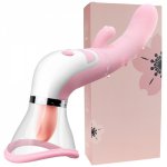 Thrusting Dildo Vibrator Breast Vacuum Pump Vibrating Nipple Sucker Tongue Oral Licking Clitoris Stimulator Sex Toy for Women