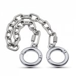 Stainless Steel Toe Cuffs Bdsm Slave Bondage Metal Chain Locking Thumb Shackles Adult Game For Men Women Fetish Torture Sex Toys
