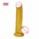 Faak, FAAK golden penis with suction cup male realistic dildo clear Blood vessel soft silicone sex toys for women lesbian masturbate