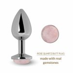 Korek analny stalowy z kamieniem naturalnym - la gemmes butt plug kwarc różowy