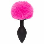 Ozdobny korek analny - happy rabbit butt plug black & pink m