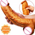 Realistic Dildo Huge Golden Big Dildo Soft Double Liquid Silicone Lesbian Long Penis Sex Toys for Women Super Suction Cup Dick
