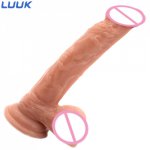 LUUK Long Dildo Suction Cup Soft Dick Stripe stimulate Massage Vaginal Masturbation Realistic Penis