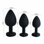Anal Plug Waterproof Rhinestone Design 3 Colors Anal Plug Sex Toy for Couples