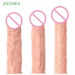 FXINBA Reusable Condom For Men Realistic Penis Extender Sleeve Male Extender Dildo Enhancer Enlargement Male Cock Sex Toys