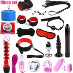 19pcs set bdsm bondage Set Restraints Adult Games Sex Toys for Couples Woman Slave Game SM Sexy Erotic Toys Handcuff Vibrator