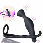 WonderfulMale Silicone Prostate Massager Cock Ring Anal Vibrator Butt Plug Adult Erotic Ma24