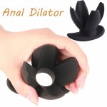 Silicone Opening Anal Plug Hollow Petal Tunnel Butt Plug Prostate Massage Anal Dilator Vaginal Speculum Enema Man Woman Sex Toy