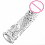 Sex Toy Four Sex Beast Spike Sleeve Male Transparent Crystal Thorn Sleeve Penis Sleeve Adult  Penis Enlargement Pump Extender