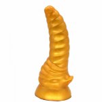 FAAK Silicone Anal Plug Sex Toys For Women Animal Dildo Suction Cup Masturbate Erotic G-spot Golden color hot sale Health Toy