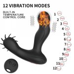 12 Modes Male Prostate Massage Vibrator Anal Plug Silicone Heating Prostata Stimulator Tongue Licking Adults Sex Toy For Couples
