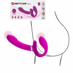12 Speeds Double Penetration G-Spot Strapon Dildo Vibrator For Women Erotic Lesbian Sex Toys Anal Plug Butt Prostate Massager