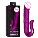 High Quality Silicone Dildo Vibrator Sex Toys for Woman Telescopic Rotation Erotic Toys Tongue Vibration Clitoris Adult Sex Shop