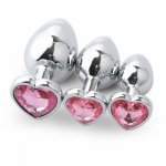 10 colors Anal Plug Heart Stainless Steel Crystal Anal Plug Removable Butt Plug Stimulator Anal Sex Toys Prostate Massager Dildo