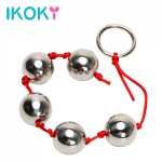 Ikoky, IKOKY Five Metal Anal Balls Butt Vaginal Plug Stainless Steel Sex Toys for Woman Erotic Ring Handheld Anal Bead Adult Products