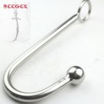 BEEGER Sexy Slave bondage hook Top Quality Stainless Steel Anal Hook with Ball Hole Metal Anal Plug Butt Anal Sex Toys 
