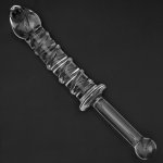 Erotic Glass Dildo Crystal Clear Spiral Pyrex Dick 9.5'' Transparent Glass Penis Artificial with Shaft Adult Sex Toys for Woman