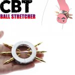 CBT Golden Spiked Ball Stretcher Scrotum Testis Pendant Exercise Cock Penis Ring Restraint BDSM Torture Fetish Sex Toys For Men