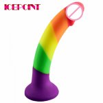 22*3.5cm Rainbow Simulation Dildos Clitoris Stimulator Silicone Sex Toys for Women Erotic Sex Appeal Tools Adults Masturbator