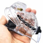 New Venting Hole Design Electric Shock Male Chastity Device With 4 Penis Rings,Electro Cock Cage,Penis Lock,Sex Toys For Men