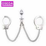 2021 BDSM Sexy Hand Ankle Cuffs With Anal Butt Plug Stainless Steel Bondage Restraint Kit Sex Toys For Couples Women Menottes