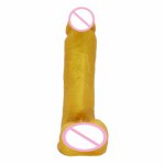 Huge Dildo Golden Realistic Penis Female Masturbate Vagina Stimulate Anal Dildo with Suction Cup Adult Sex Product Bdsm Fetish