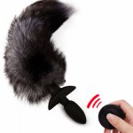 Wireless Remote Control Vibration Swing Fox Tail Anal Plug Rechargeable Anus Sex