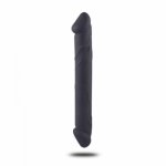 Podwójne dildo silikonowe double joy 23cm czarny | 100% dyskrecji | bezpieczne zakupy