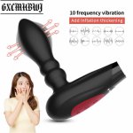 GXCMHBWJ Remote Control Prostate Massager Vibrator 10 Speed Vibrating Anal Inflatable Expansion Butt Plug Sex Toys For Men 18+
