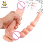 Double Ended Dildo with Suction Cup for Female Masturbation Anal Plug Beads G-spot Vaginal Massage Stimulator Sex Toys for Women