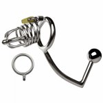 Stainless Steel Chastity Device Anal Hook Butt Plug Urethral Plug Cock Cage Penis Lock Ring BDSM Sex Toys For Men Chastity Cage