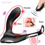USB Charging Vibrating Ring Male Sex Toy Heating Prostata Massager for Man 10 Speeds Wireless Remote Control Cork Anal Butt Plug