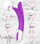 10 Speed Waterproof Rabbit Vibrator G spot Massager Multispeed Sex Toy Silicone Dual Vibrators for Women Sex Products for Couple