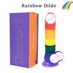 Realistic Dildo With Super Strong Suction Cup Rainbow color Dildo Sex Toys for Woman Artificial Penis G-Spot Simulation